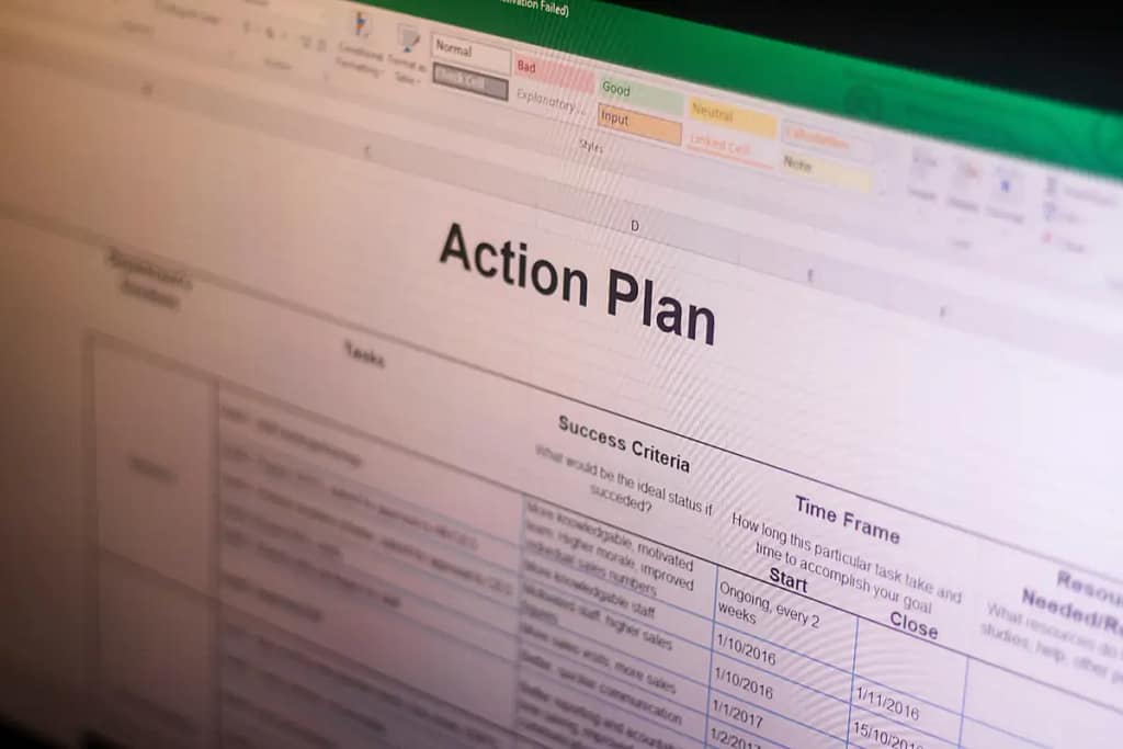Plan d’action Excel chaotique