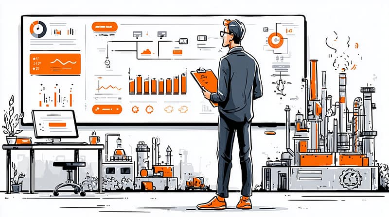 Un dirigeant de PME consultant les performances de son entreprise